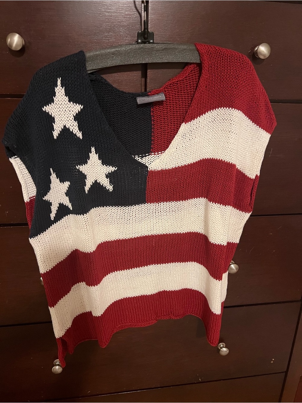 Wooden Ships Patriotic Red White and Blue Star Stripe Knit Top